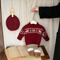 Pull de Noël rouge et blanc pour enfants, garçons et filles, best-seller, prêt à être expédié, doux et chaud pour l'hiver