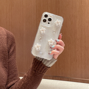 <span class=keywords><strong>Coque</strong></span> de téléphone pour <span class=keywords><strong>iPhone</strong></span> 16 Pro Max, style coréen, fleurs en strass, luxe, pour femmes, en <span class=keywords><strong>silicone</strong></span>, pour <span class=keywords><strong>iPhone</strong></span> 14, 15 Plus, 17 Air - Product Image 4