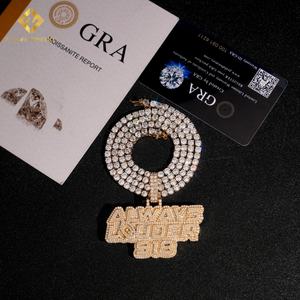 Charmes de bijoux personnalisés, gros pendentifs plaqués or pour hommes, argent 925, serti de moissanite VVS, bijoux Wuzhou Zuanfa - Product Image 4