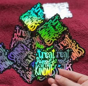 Tùy chỉnh Holographic in ấn Scratch-off ngoài trời UV bằng chứng không thấm nước dính PVC Vinyl chết cắt Logo Sticker tùy chỉnh - Product Image 5