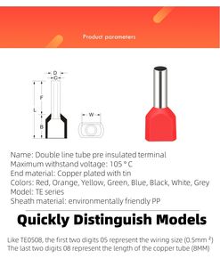1000 PIÈCES TE0508 0510 0512 7508 7510 7512 Double Barrel 1010 1012 1510 2508 2510 2512 4009 4012 6014 TE10-14 TE16-14 Double Ferrule - Product Image 4