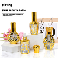 Vente en gros de flacons de parfum en verre miniatures de 15 ml, forme coquille, nouveau design, fond épais, avec vaporisateur et couvercle en aluminium