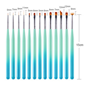 Ensemble de pinceaux à ongles en nylon durable, petits, plats, éventail, liner, ombré, pour la peinture au gel décorative et les pointes françaises - Product Image 5