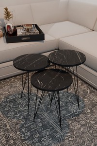 Set of 3 Nesting END <b>Tables</b> - Round Stacking Cheap <b>Coffee</b> <b>Tables</b> for <b>Small</b> Spaces Bedside <b>Table</b> for Living Room - Product Image 2
