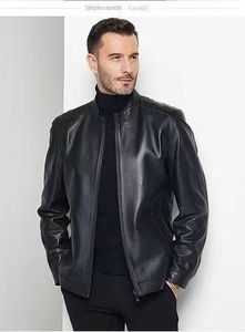 <span class=keywords><strong>Veste</strong></span> en laine doublée polaire épaissie pour hommes col montant hiver chaud <span class=keywords><strong>veste</strong></span> en <span class=keywords><strong>cuir</strong></span> décontracté court PU <span class=keywords><strong>veste</strong></span> pour papa hommes - Product Image 3