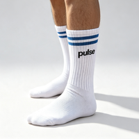 Chaussettes de sport pour hommes avec logo personnalisé, couleur personnalisée, chaussettes mi-mollet tricotées, broderie de lettres, chaussettes d'hiver pour le basketball et la course à pied