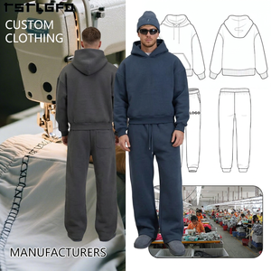 Pantalones de chándal holgados con capucha de algodón grueso de 500 g/m² de forro polar, lisos, de talla grande, estilo casual urbano para primavera - Product Image 1