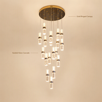 Lustre en verre grainé Zeal Lighting, luminaire suspendu en cascade LED pour salle à manger, salon, hôtel, vente en gros