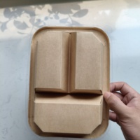 Vente en gros de bols en papier rectangulaires octogonaux à 3 compartiments avec logo personnalisé, contenants alimentaires jetables à emporter avec couvercles