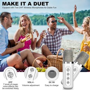 Xách tay kép Micro không dây với USB Loa mini cho <span class=keywords><strong>Bluetooth</strong></span> Karaoke cho rạp hát tại nhà ngoài trời bên nhà hát - Product Image 4