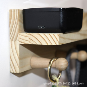 Solid wood wall-mounted <b>clothes</b> <b>rack</b>, no-drill storage <b>rack</b>, key hook storage <b>rack</b>, multi-functional wall-mounted storage <b>rack</b> - Product Image 3