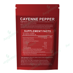 Aeglewell פרטי תווית פלפל קאיין תוספת ג 'לים רכים בריאות אורגני תוספי מזון 240 פלפל קאיין קפסולות - Product Image 2