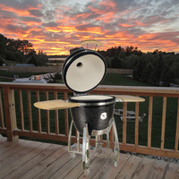 Kimstone 23.5 "Céramique Kamado Grill Haute Qualité Cuisine Extérieure BBQ Pliant Fer Charbon Grill pour Camping