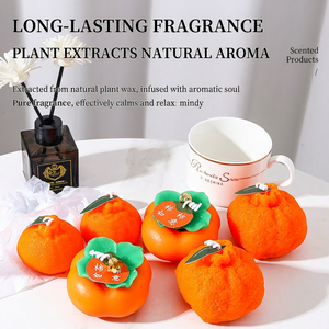 Bougie parfumée créative aux fruits porte-bonheur, disponible en dropshipping, bougie artisanale parfumée à l'orange pour les fêtes du Nouvel An - Product Image 3