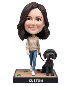 Marcheur en résine créatif personnalisé avec chien Bobble Head Figurine Statue pour animaux de compagnie Cadeau d'amant Cadeau de collection - Product Image 4