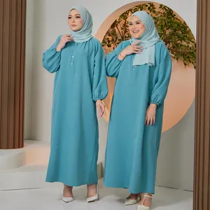 Vestido Elegante de Manga Larga para Mujer, Estilo Modesto Musulmán, Color Verde Azulado, Marca Premium, para Uso Diario en la Oficina - Product Image 5