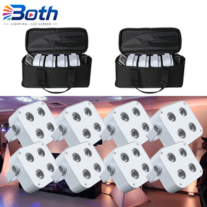 8pcs with 2 bags IR4 <b>Wireless</b> LED Uplight 4X12W RGBWA UV 6IN1 Rechargeable Battery Par <b>Light</b> for Wedding Stage Events - Product Image 1