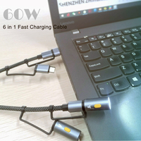 Fabricante de Cables USB C Personalizados, Cable de Carga para Exteriores 6 en 1 PD 240W Tipo-C USB de 1.2M, Linterna, Lámpara, Cables de Datos para Cámara