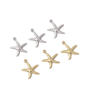 Pendentif Étoile de Mer en Acier Inoxydable Or Argent Creux Double Face Gaufré Composants de Bijoux DIY 20mm - Product Image 3