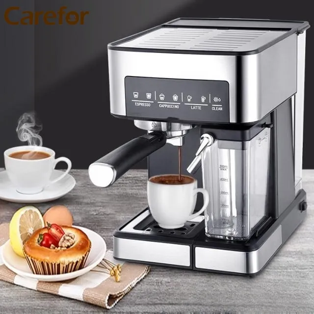 Cafetera eléctrica Espresso con depósito de leche, máquina de café de fácil operación para el hogar, 15bar