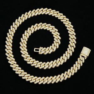 Collier à la mode HIP HOP en argent sterling 925 de 12 mm de largeur, entièrement serti de moissanite, chaîne cubaine - Product Image 2