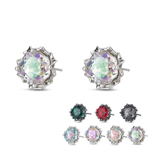 Stud Earrings 925 Sterling Silver Flower Shape Claw Setting Crystal Studs For Women Gift Jewelry - Product Image 1