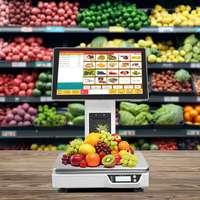 Sistema POS Inteligente con Pantalla Táctil de 15.6 Pulgadas para Supermercado, Báscula para Frutas con Impresora Térmica de 58mm, Capacidad de Pesaje de 15kg y 30kg