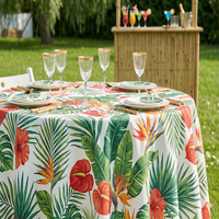 Nappe Ronde en Tissu Polyester Imprimé Floral de Haute Qualité pour Mariages et Fêtes en Extérieur, Taille Personnalisée, Faible MOQ, Vente en Gros