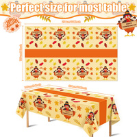 Nappe de fête rectangulaire jetable en plastique motif feuille d'érable et dinde, décoration de fête champêtre d'automne, 54x108 pouces