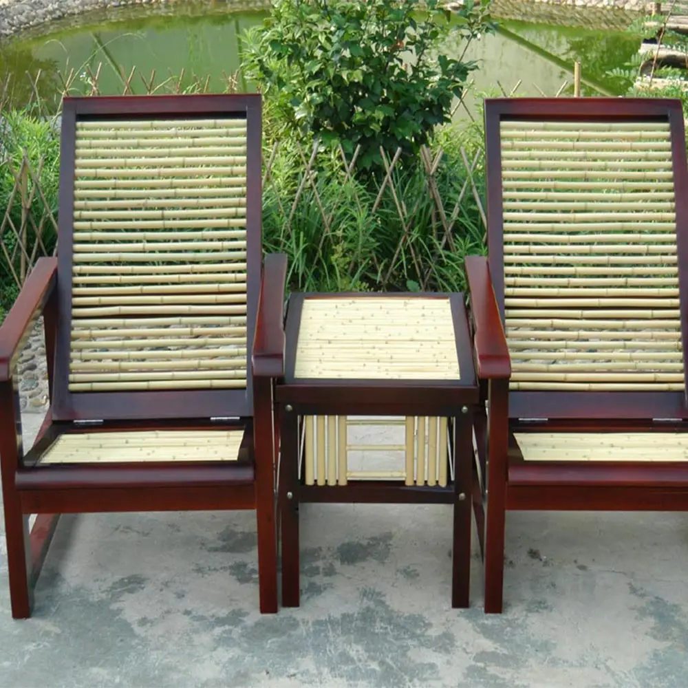 Kursi bambu santai Taman furnitur kayu hitam alami luar ruangan harga grosir