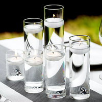 Vase cylindrique en verre, porte-bougie, centre de table, bougie flottante, décoration d'intérieur pour mariage, fête, dîner, événement