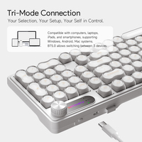 Clavier mécanique à membrane FURYCUBE IP98 98 touches, détachable, filaire et sans fil, sensation mécanique, éclairage RGB, contour blanc avec bouton d'écran