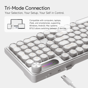 FURYCUBE IP98 98Keys Detachable Wired Wireless Membrane Mechanical Feel <strong>Keyboard</strong> RGB Light White Contour with Screen <strong>Knob</strong> - Product Image 5