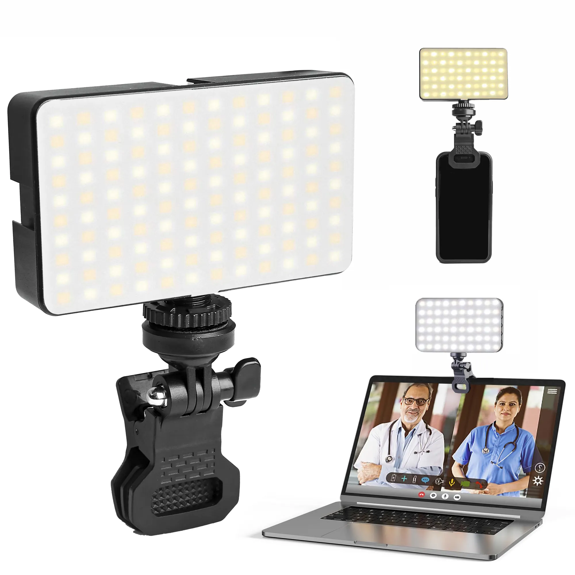 रिचार्जेबल स्वफ़ोटो प्रकाश भरने प्रकाश चित्र फोन के लिए क्लिप और एडाप्टर के साथ वीडियो कॉन्फ्रेंसिंग पोर्टेबल प्रकाश