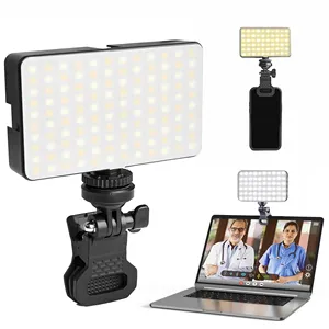 Lampu Selfie isi ulang dengan klip dan adaptor, lampu portabel untuk mengisi gambar konferensi Video ponsel