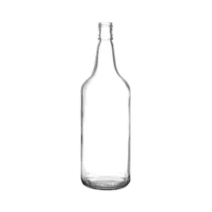 1 L Round Spirit Glass Bottle with Tamper Evident Metal Closure 1 Liter Glass Bottle for Drink Mixes Cocktail Mixes