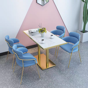 Mesa de comedor de piedra de mármol Artificial para cafetería, juego de mesa cuadrado redondo Rectangular impermeable fácil de limpiar para restaurante de café - Product Image 6