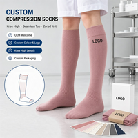 Chaussettes de compression athlétiques montantes pour infirmières avec soutien long de la voûte plantaire, respirantes, pour le sport, personnalisables