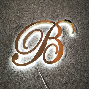 新着ミラーゴールドチャンネルレターサイン防水LED汚れアクリルバックライト付きサインビジネスサインロゴ屋外用 - Product Image 3