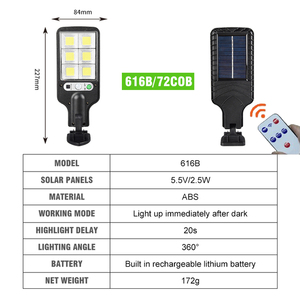 Lampes solaires LED d'extérieur 616A 616B 616C, lampe murale de cour, détection de mouvement, pour jardin, terrasse, porte de garage, lampadaire de rue - Product Image 6