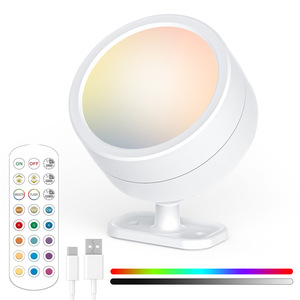 RGB CCT Puck Lights Modern 360 ° Rotación LED Gabinete Luces Batería Regulable <span class=keywords><strong>Armario</strong></span> <span class=keywords><strong>Luz</strong></span> Control remoto Aplique de pared - Product Image 1