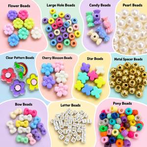 Kit de fabricación de llaveros DIY: Set de cuentas acrílicas de flores pastel y dulces con cierres de langosta para dijes de bolso y accesorios para cordones de teléfono - Product Image 2