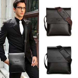 Bolso de hombro con tapa de cuero PU para hombre, maletín pequeño estilo POLO de negocios, informal, a la moda, resistente al agua