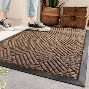 Non Slip Indoor Outdoor Entrance Doormat Stripe Floor Carpet Ribbed Door Mat With Rubber Backing