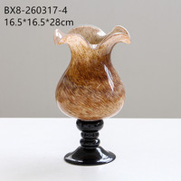 Vase à fleurs en verre sur piédestal, forme de gobelet, bord ondulé coloré, pour la décoration de la maison, des mariages, des tables, vente en gros