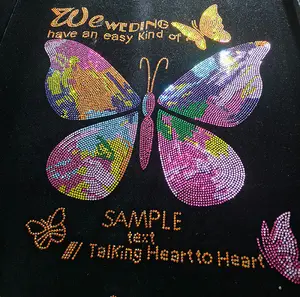 रंगीन स्फटिक तितली भालू फूल कढ़ाई पैच गर्मी हस्तांतरण के साथ टोपी के लिए कपड़े