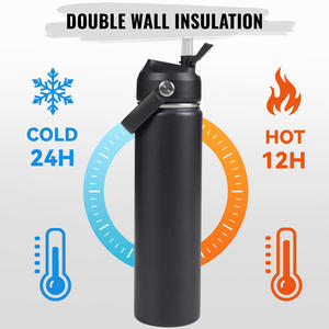 Bouteille d'eau isotherme en acier inoxydable de 24 oz, sans BPA, anti-fuite, pour boissons chaudes et froides 24h, randonnée, camping, voyage - Product Image 3