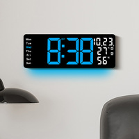 17,3-Zoll Wohnzimmer-Wanduhr Multifunktionale LED-Digitaluhr Großformatige Temperatur- und Feuchtigkeitsanzeige ABS Modern