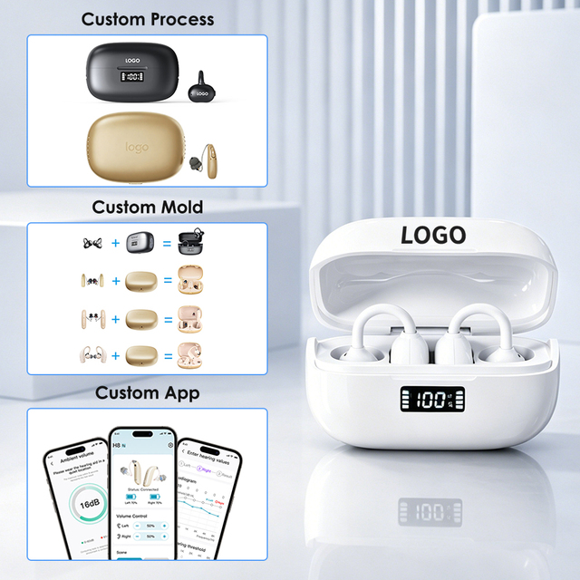 Factory Competitive Price 32 Channels Digital Open Ear Clip Hearing Aid With Smartphone App Control Wireless Rechargeable