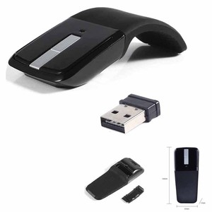 Souris Arc pliable, mince, portable, mini, sans fil, USB, optique 3D, tactile, pour ordinateur portable, tablette, noire, en stock, 3 boutons - Product Image 3